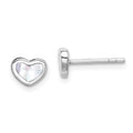 Sterling Silver Rhodium-plated Mother of Pearl Heart Post Earrings, 5 x 7 mm