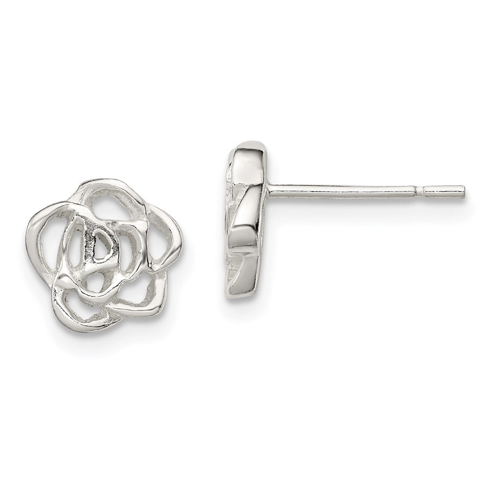 Sterling Silver Polished Flower Post Earrings, 9 x 9 mm