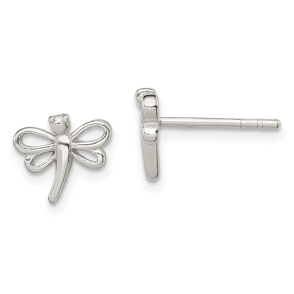 Sterling Silver Polished Dragonfly Children's Post Earrings, 10 x 8 mm