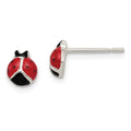 Sterling Silver Polished Red/Black Enameled Ladybug Post Earrings, 7 x 6 mm