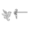Sterling Silver Rhodium Plated Bird Post Earrings, 13 x 10 mm
