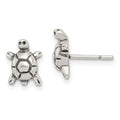 Sterling Silver Polished & Antiqued Turtle Post Earrings, 11 x 8 mm