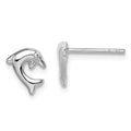 Sterling Silver Rhodium-plated Polished Dolphin Post Earrings, 8 x 7 mm