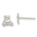 Sterling Silver Polished Teddy Bear Children's Post Earrings, 7 x 8 mm