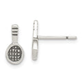 Sterling Silver Antique Tennis Racquet Post Earrings, 10 x 15 mm