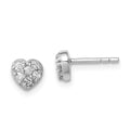 Sterling Silver Rhodium-plated CZ Heart Post Earrings, 6 x 6 mm