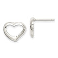 Sterling Silver Rhodium-plated Heart Post Earrings, 10 x 12 mm