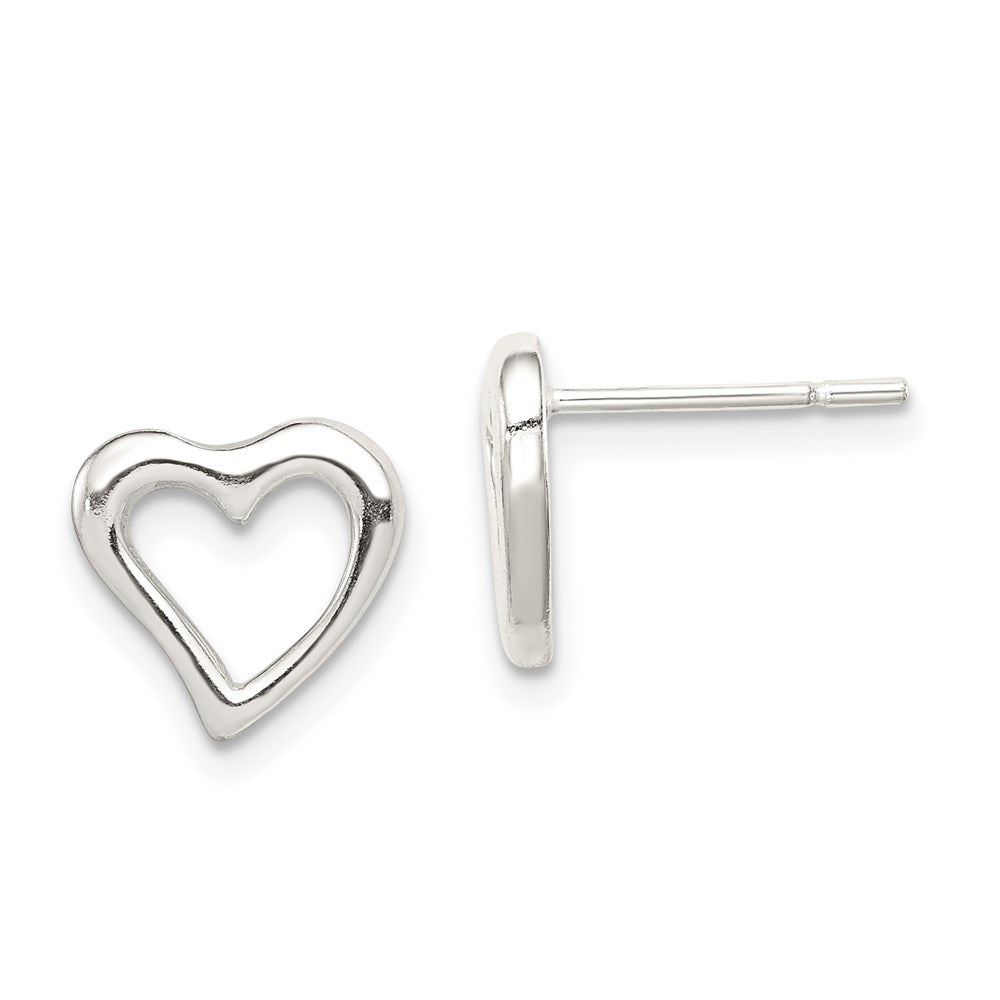 Sterling Silver Heart Post Earrings, 9 x 10 mm