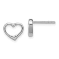 Sterling Silver Rhodium Plated Open Heart Post Earrings, 8 x 10 mm