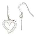 Sterling Silver Polished Heart Dangle Earrings, 31 x 14 mm