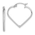 Sterling Silver Rhodium Plated Heart Hoop Earrings, 23 x 25 mm, 1.13 g