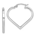 Sterling Silver Rhodium Plated Heart Hoop Earrings, 23 x 25 mm, 1.68 g
