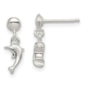 Sterling Silver Polished Dolphin Post Dangle Earrings, 15 x 6 mm