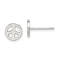Sterling Silver Peace Sign Post Earrings, 7 x 7 mm