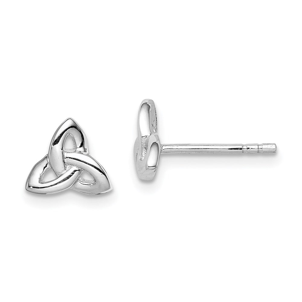 Sterling Silver Rhodium-plated Trinity Symbol Post Earrings, 7 x 8 mm