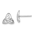 Sterling Silver Rhodium-plated Clear CZ Trinity Symbol Post Earrings, 9 x 10 mm