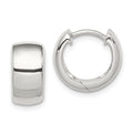 Sterling Silver Rhodium-plated Hinged Hoop Earrings, 11 x 7 mm