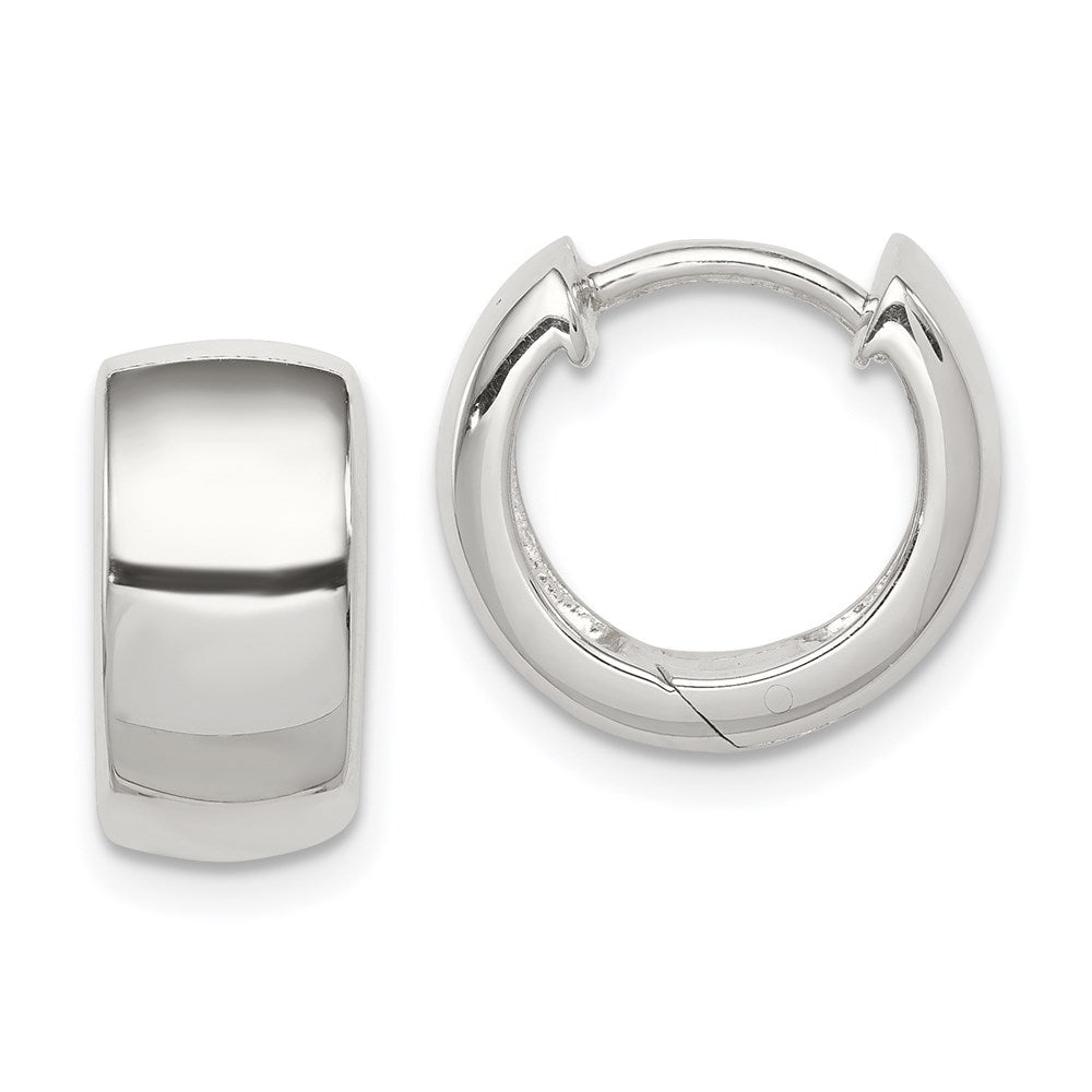 Sterling Silver Rhodium-plated Hinged Hoop Earrings, 11 x 7 mm