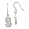 Sterling Silver Polished CZ Puzzle Pieces Dangle Earrings, 32 x 10 mm