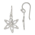 Sterling Silver Snowflake Shepherd Hook Dangle Earrings, 27 x 14 mm