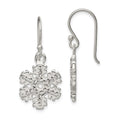 Sterling Silver Stellux Crystal Snowflake Shepherd Hook Earrings, 31 x 14 mm