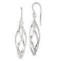 Sterling Silver Rhodium-plated Polished Long Twisted Dangle Earrings, 50 x 10 mm
