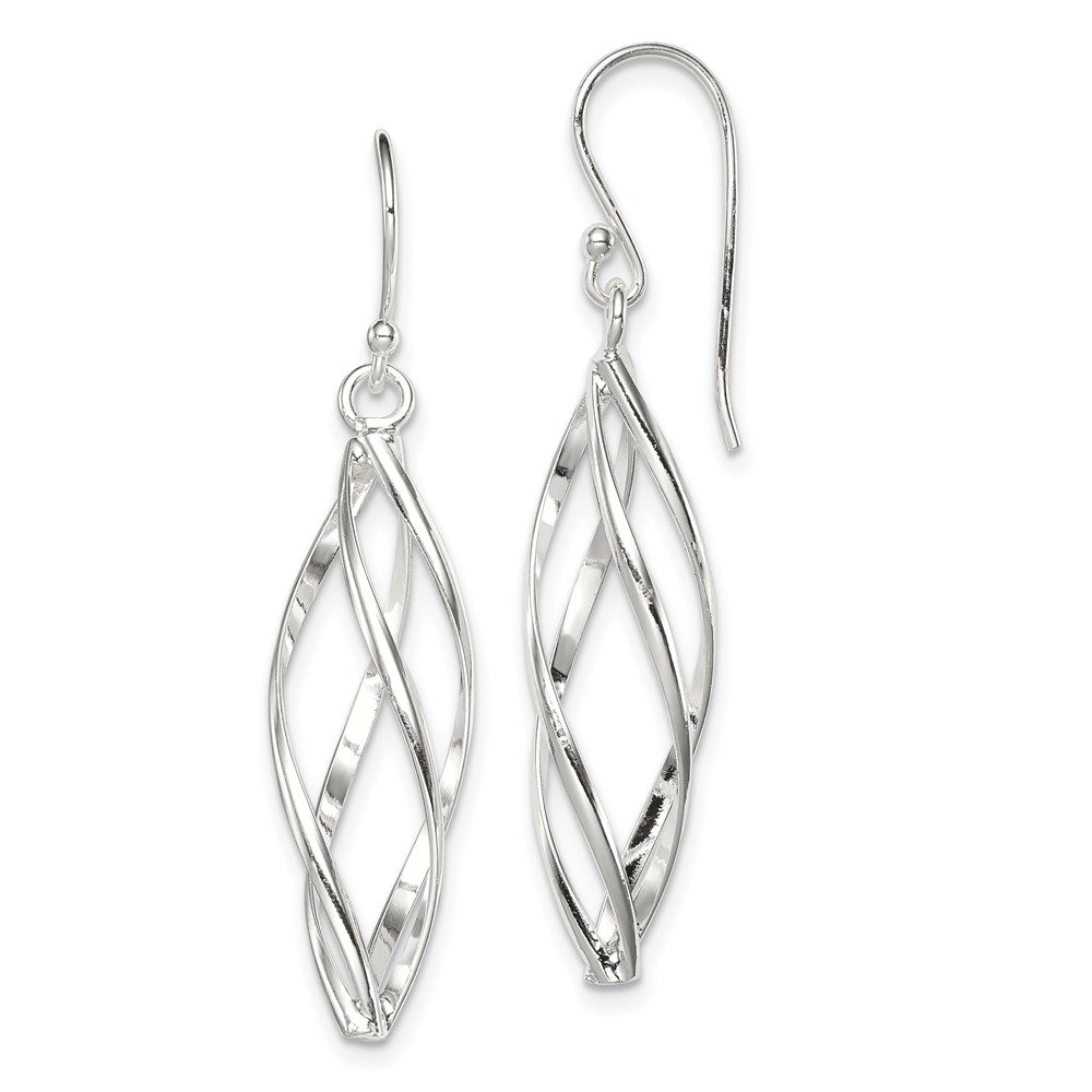 Sterling Silver Rhodium-plated Polished Long Twisted Dangle Earrings, 50 x 10 mm