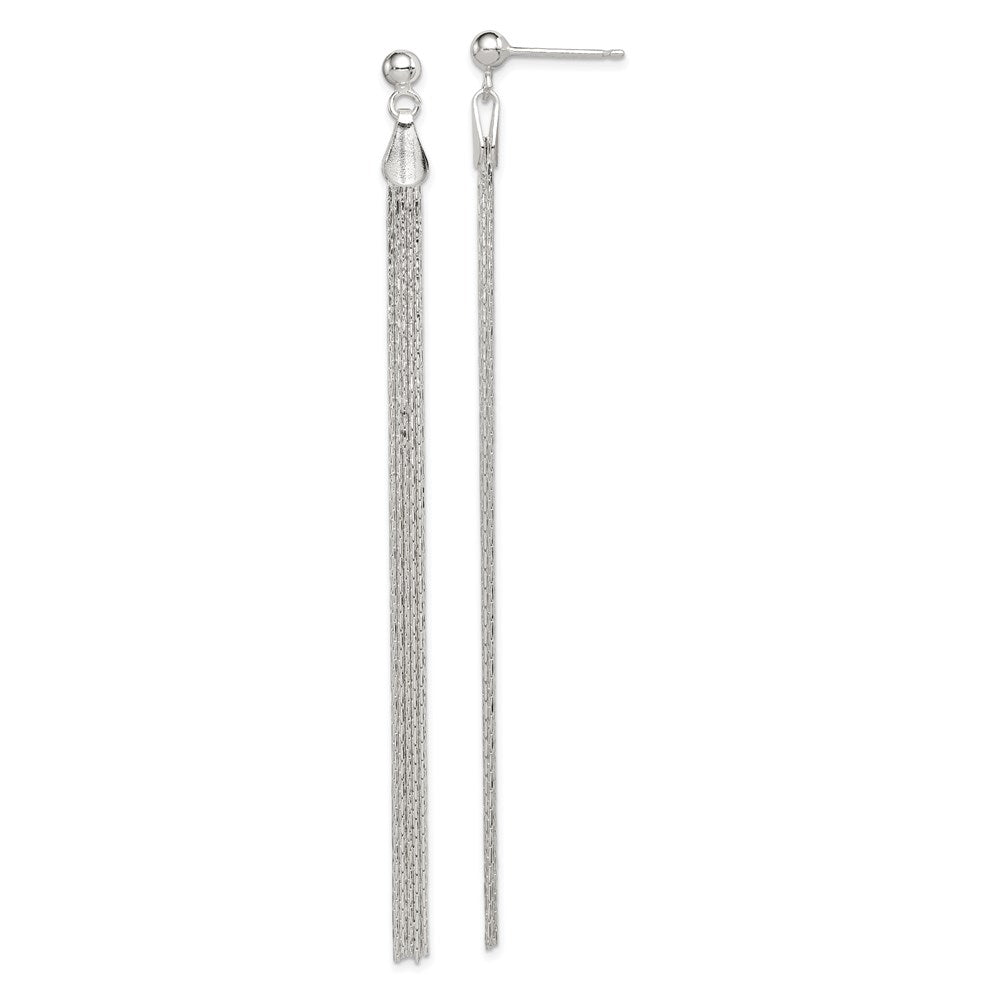 Sterling Silver Polished Fancy Long Linear Post Dangle Earrings, 93 x 6 mm