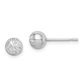 Sterling Silver Rhod-plated Diamond Cut 6mm Ball Post Earrings, 6 x 6 mm