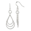Sterling Silver Textured Teardrops Dangle Earrings, 54 x 21 mm
