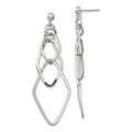 Sterling Silver Polished Geometric Post Dangle Earrings, 62 x 20 mm