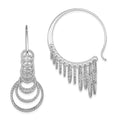 Sterling Silver Rhodium-plated D/C Graduated Circle Dangle Hoop Earrings, 47 x 18 mm