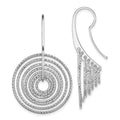 Sterling Silver Rhodium-plated D/C Concentric Circles Dangle Earrings, 43 x 25 mm