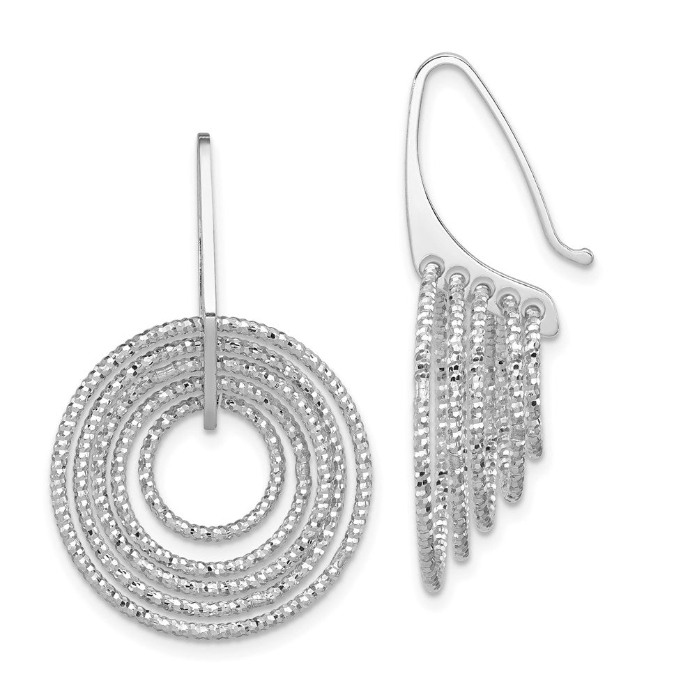 Sterling Silver Rhodium-plated D/C Circles Dangle Earrings, 31 x 20 mm