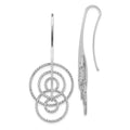 Sterling Silver Rhodium Plated D/C Circles Dangle Earrings, 50 x 20 mm