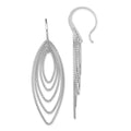 Sterling Silver Rhodium-plated D/C Multi Marquise Shape Dangle Earrings, 59 x 20 mm