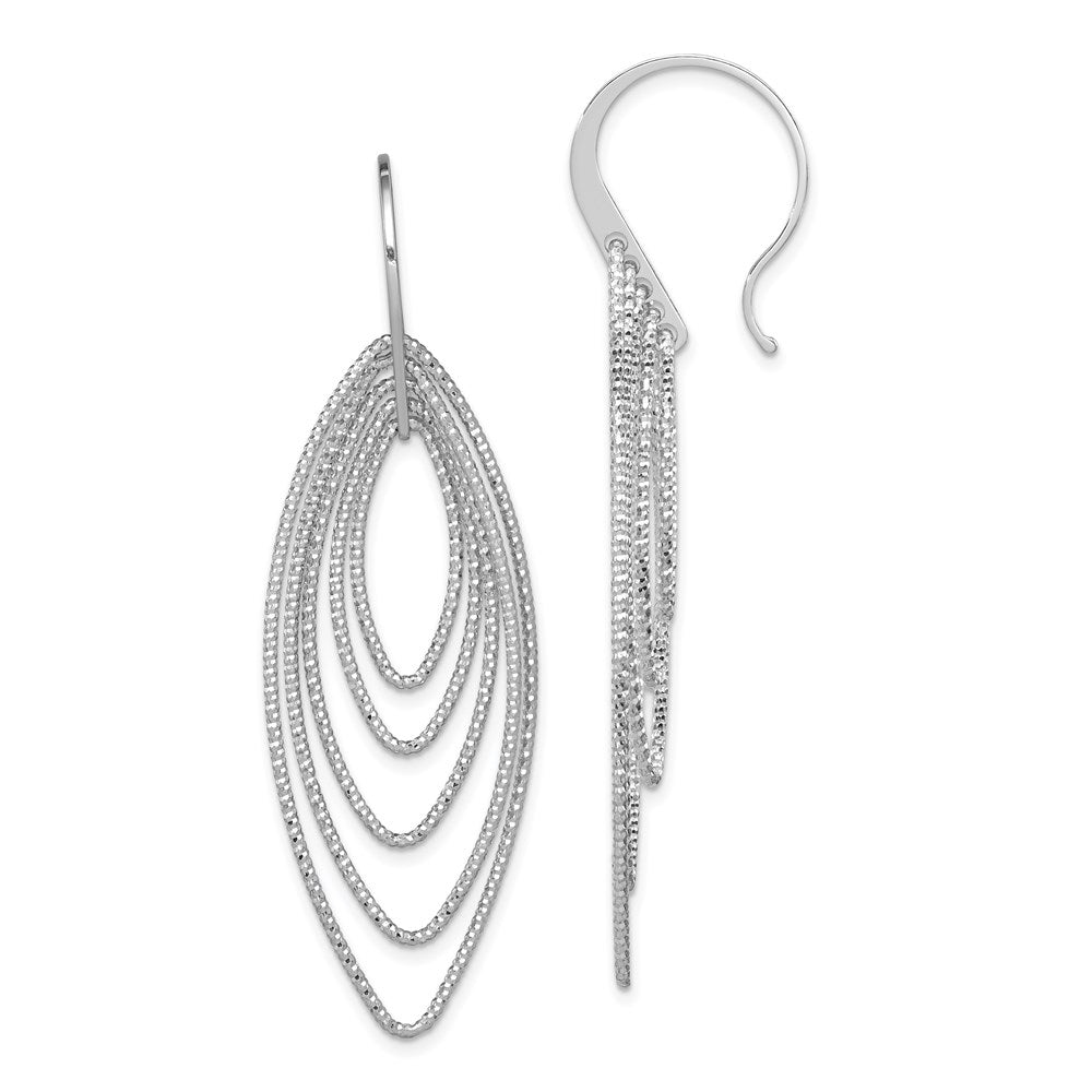 Sterling Silver Rhodium-plated D/C Multi Marquise Shape Dangle Earrings, 59 x 20 mm
