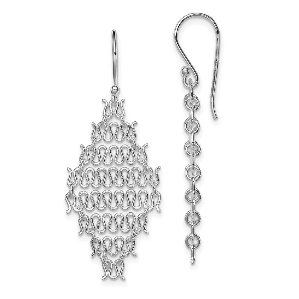 Sterling Silver Rhodium-plated Polished Chain Link Dangle Earrings, 40 x 15 mm