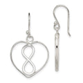Sterling Silver Rhodium-plated Polished Infinity Open Heart Dangle Earrings, 32 x 20 mm
