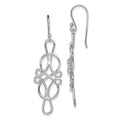 Sterling Silver Rhodium-plated Fancy Knot Design Dangle Earrings, 45 x 13 mm