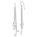 Sterling Silver Rhodium-plated Musical Notes Dangle Earrings, 74 x 10 mm
