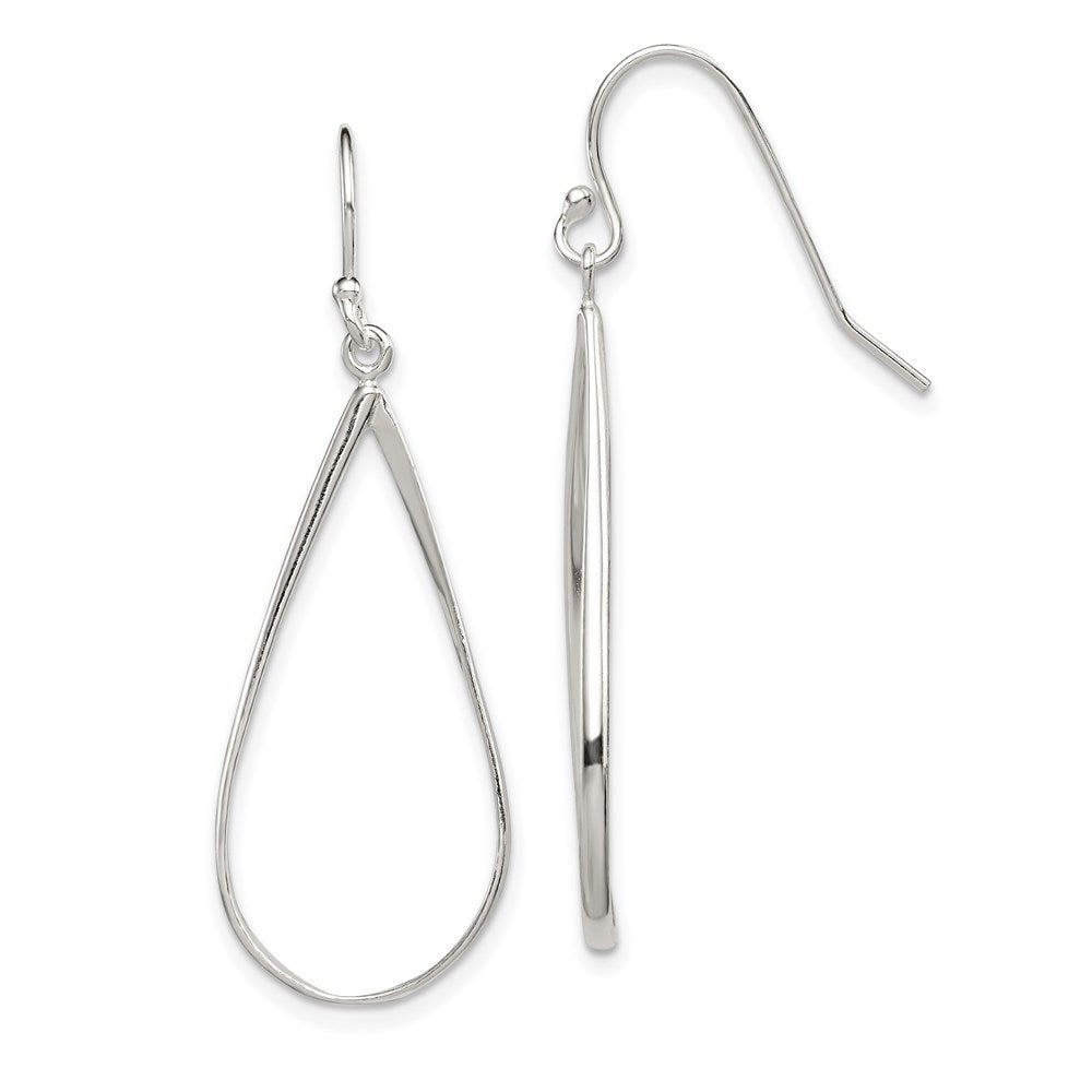 Sterling Silver Polished Teardrop Dangle Earrings, 41 x 15 mm