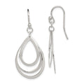 Sterling Silver Polished Triple Teardrop Dangle Earrings, 40 x 17 mm