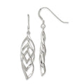Sterling Silver Polished Fancy Twisted  & Intertwined Dangle Earrings, 47 x 9 mm