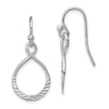 Sterling Silver Polished & Diamond-cut Infinity Oval Dangle Earrings, 29 x 14 mm