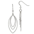 Sterling Silver Polished Fancy Triple Marquise Shape Dangle Earrings, 58 x 19 mm