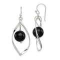 Sterling Silver Polished Onyx Twisted Dangle Earrings, 47 x 13 mm
