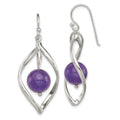 Sterling Silver Twist Dangle Amethyst Earrings, 45 x 12 mm