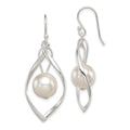Sterling Silver Polished Simulated Pearl Twisted Dangle Earrings, 42 x 11 mm