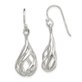 Sterling Silver Polished Fancy Twisted Teardrop Dangle Earrings, 35 x 10 mm